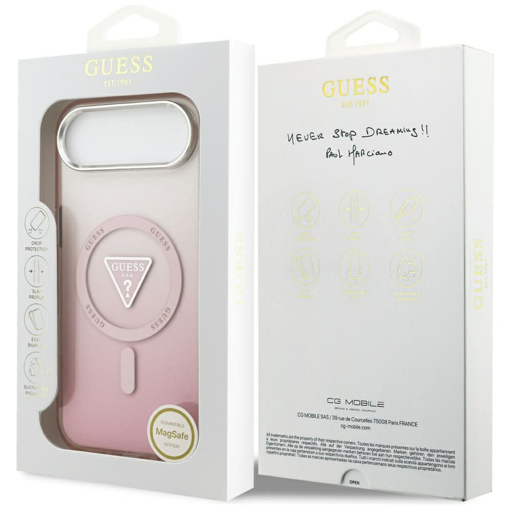 MagSafe Case for Apple iPhone 17 Air, Guess, IML Gradient Triangle Logo, Pink