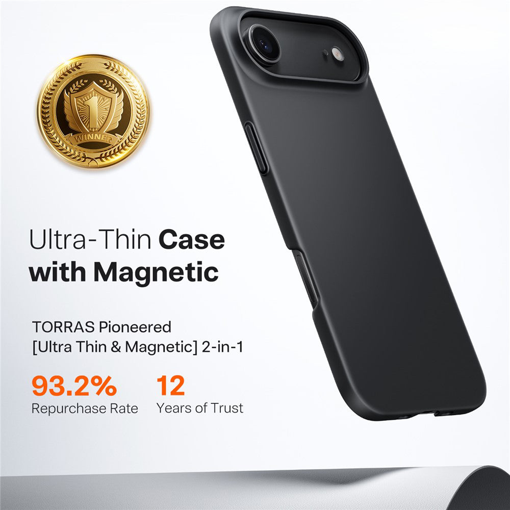 MagSafe Case for Apple iPhone 17 Air, Torras, SlimFit, Black