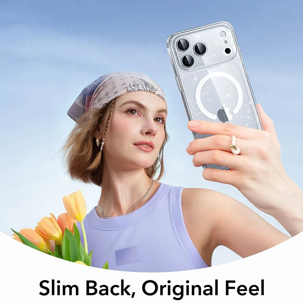 MagSafe Case for Apple iPhone 17 Pro, ESR, Classic Hybrid Shimmer, Transparent