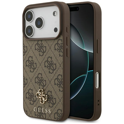 MagSafe Case for Apple iPhone 17 Pro, Guess, 4G Small and Classic Logo, Brown
