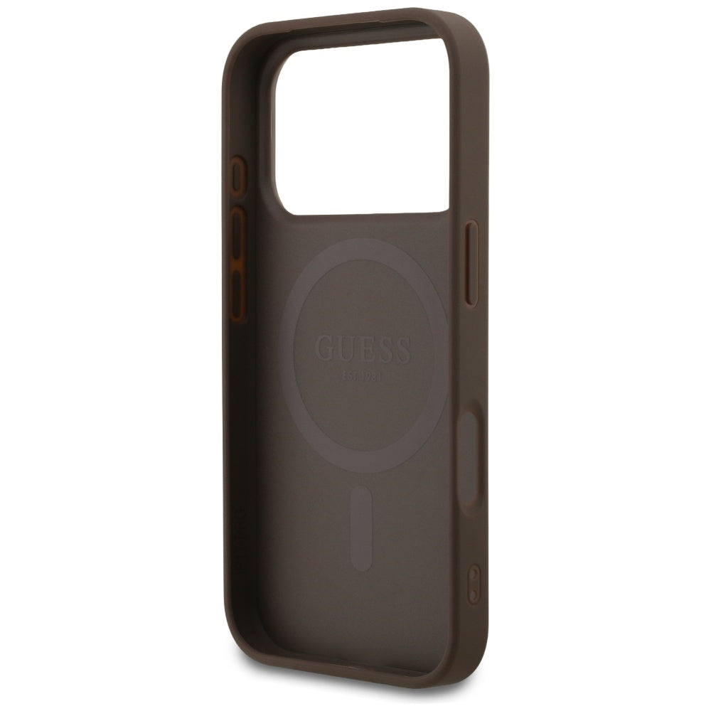 MagSafe Case for Apple iPhone 17 Pro, Guess, 4G Small and Classic Logo, Brown