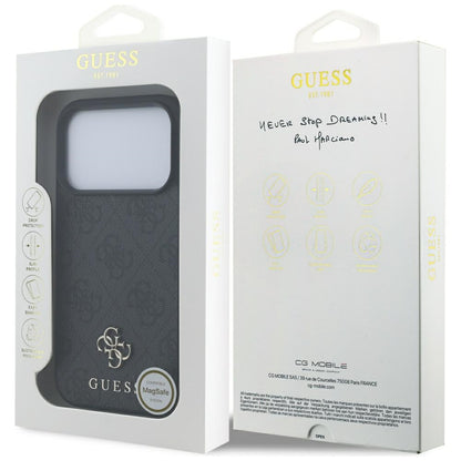 MagSafe Case for Apple iPhone 17 Pro, Guess, 4G Small and Classic Logo, Black