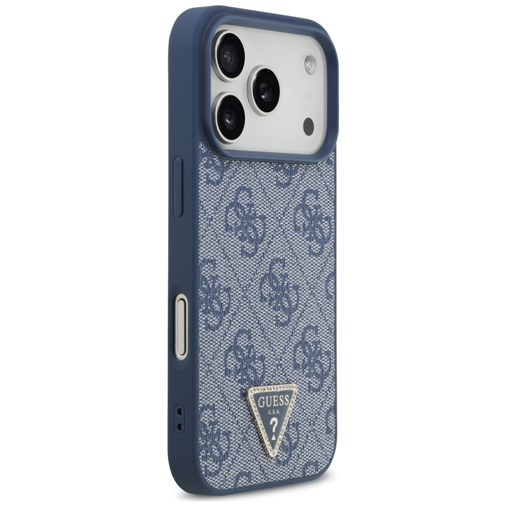 MagSafe Case for Apple iPhone 17 Pro, Guess, 4G Triangle Strass, Blue