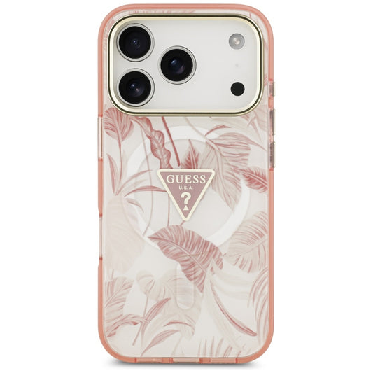 MagSafe Case for Apple iPhone 17 Pro, Guess, Jungle Tonal Triangle, Pink
