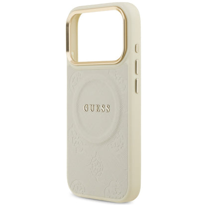 MagSafe Case for Apple iPhone 17 Pro, Guess, Peony Hot Stamp, Beige
