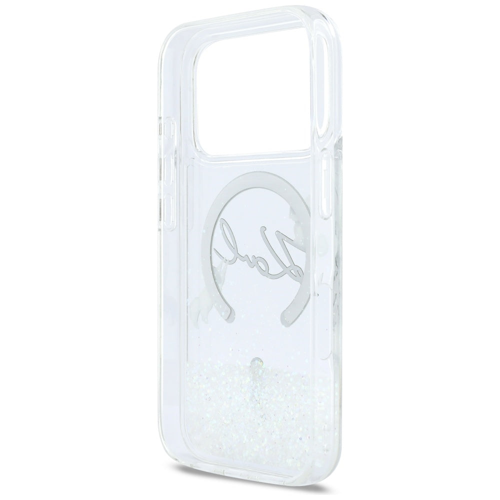 MagSafe Case for Apple iPhone 17 Pro, Karl Lagerfeld, Glitter Karl Script Logo, Transparent