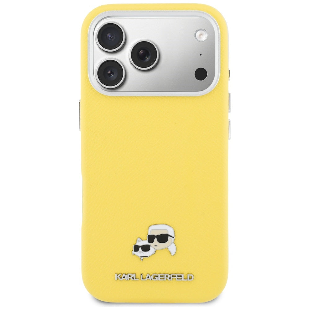 MagSafe Case for Apple iPhone 17 Pro, Karl Lagerfeld, Saffiano Karl & Choupette Pins, Yellow