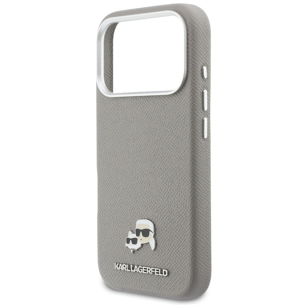 MagSafe Case for Apple iPhone 17 Pro, Karl Lagerfeld, Saffiano Karl & Choupette Pins, Grey