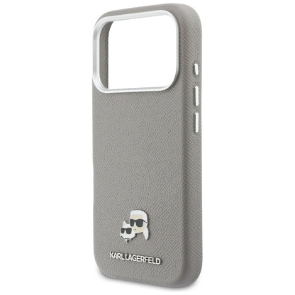 MagSafe Case for Apple iPhone 17 Pro, Karl Lagerfeld, Saffiano Karl & Choupette Pins, Grey