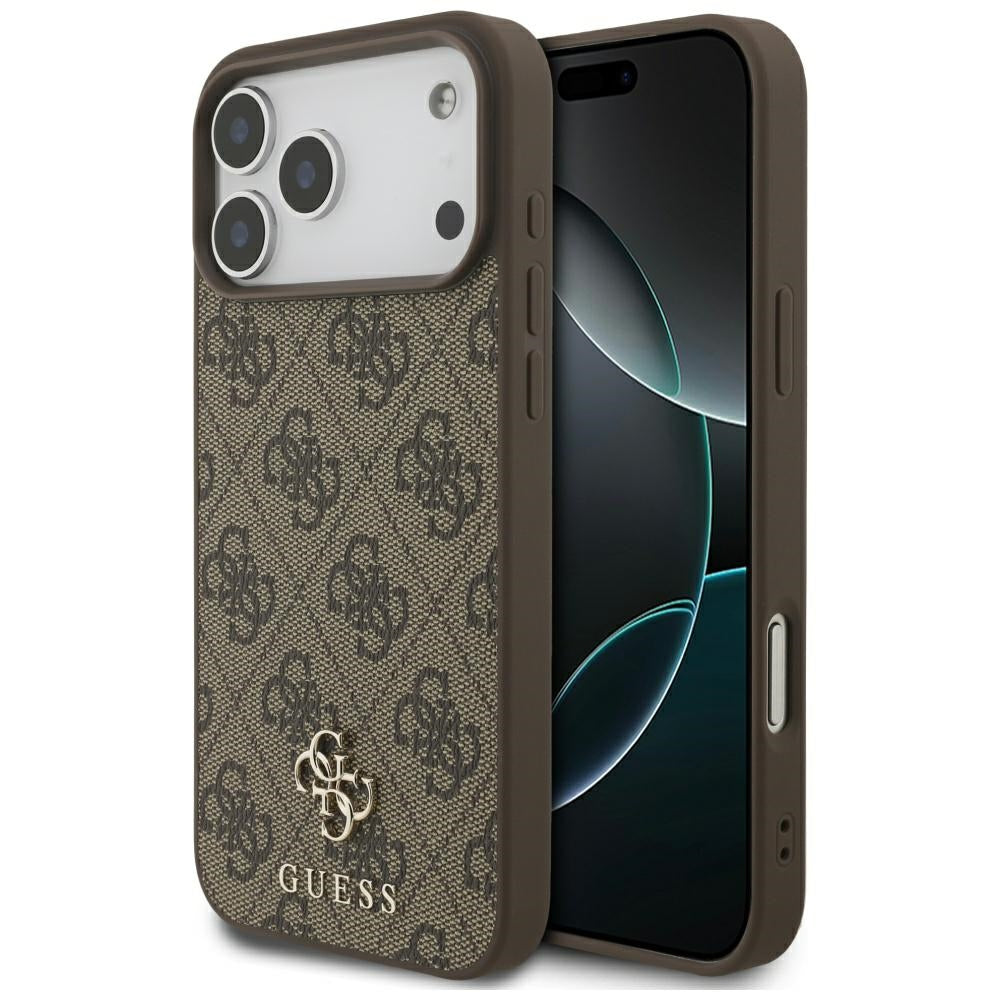 MagSafe Case for Apple iPhone 17 Pro Max, Guess, 4G Small and Classic Logo, Brown