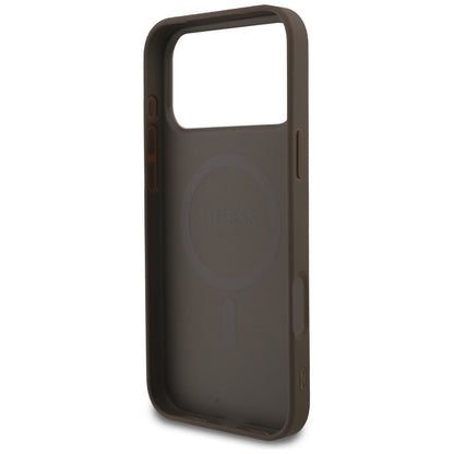 MagSafe Case for Apple iPhone 17 Pro Max, Guess, 4G Small and Classic Logo, Brown