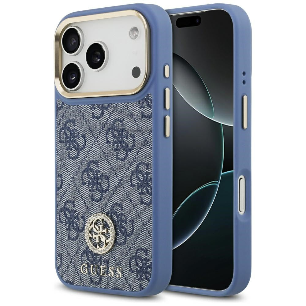 MagSafe Case for Apple iPhone 17 Pro Max, Guess, 4G Strass Logo, Blue