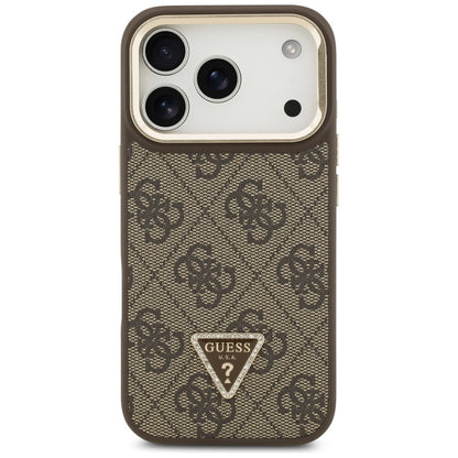 MagSafe Case for Apple iPhone 17 Pro Max, Guess, 4G Triangle Logo with Stand Camera, Golden Brown