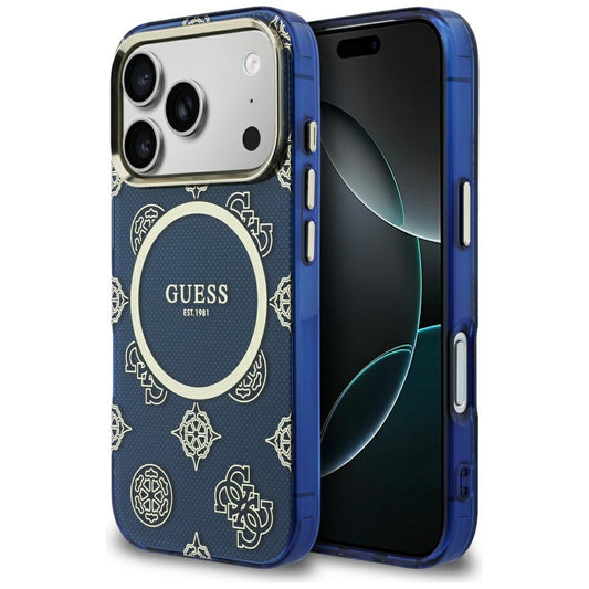 MagSafe Case for Apple iPhone 17 Pro Max, Guess, IML Peony Dot, Blue