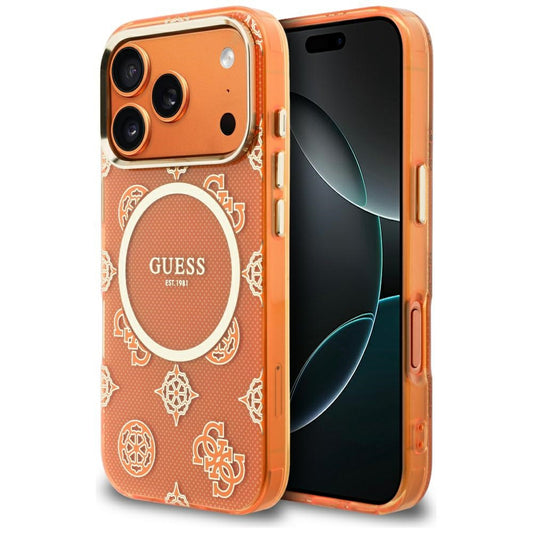 MagSafe Case for Apple iPhone 17 Pro Max, Guess, IML Peony Dot, Orange