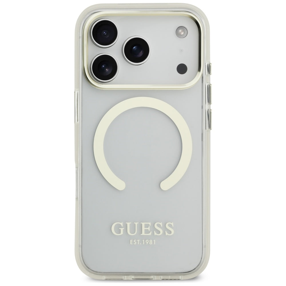 MagSafe Case for Apple iPhone 17 Pro Max, Guess, Metal Outline, Gold