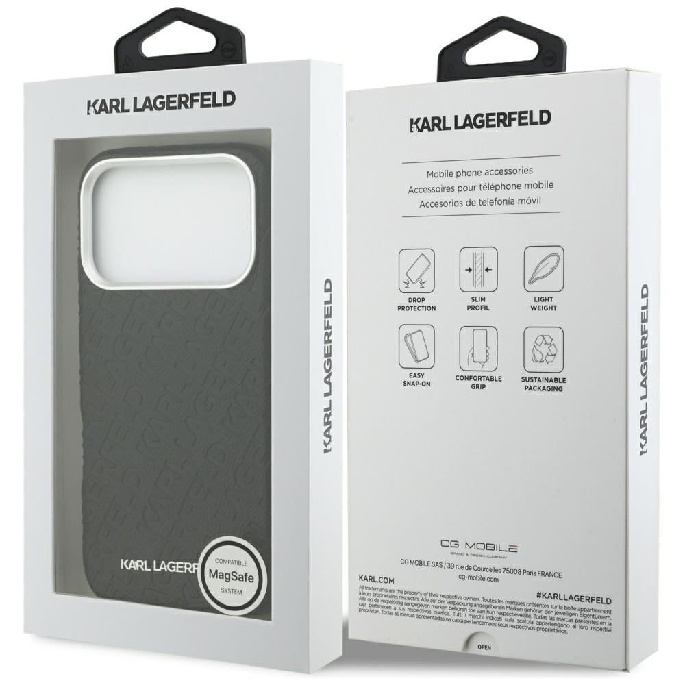 MagSafe Case for Apple iPhone 17 Pro Max, Karl Lagerfeld, FW Stamped Karl, Black