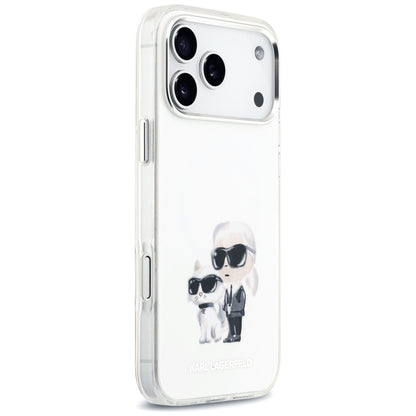MagSafe Case for Apple iPhone 17 Pro Max, Karl Lagerfeld, IML Aquarelle Karl & Choupette Logo, White