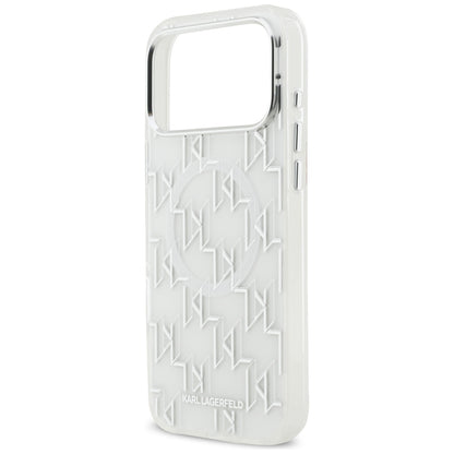 MagSafe Case for Apple iPhone 17 Pro Max, Karl Lagerfeld, IML KL Monogram, White