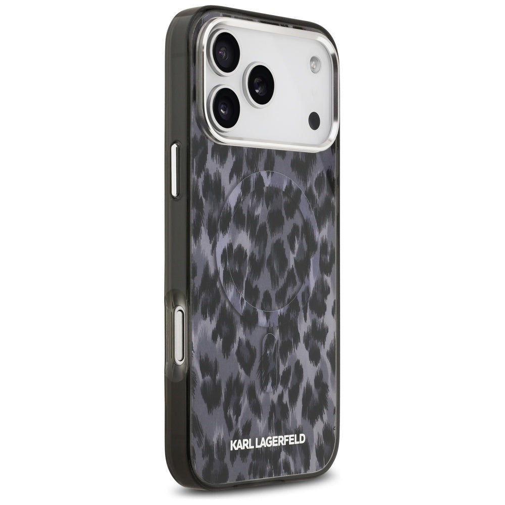 MagSafe Case for Apple iPhone 17 Pro Max, Karl Lagerfeld, IML Leopard Pattern, Black