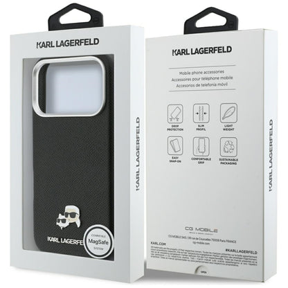 MagSafe Case for Apple iPhone 17 Pro Max, Karl Lagerfeld, Karl & Choupette Head's Pin, Black