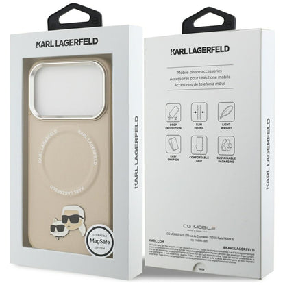 MagSafe Case for Apple iPhone 17 Pro Max, Karl Lagerfeld, Karl & Choupette Pins, Beige