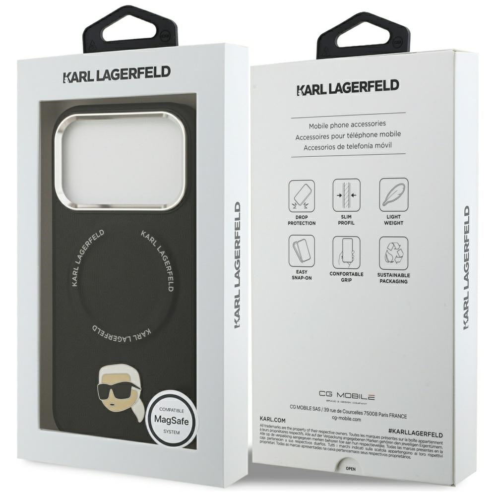 MagSafe Case for Apple iPhone 17 Pro Max, Karl Lagerfeld, Karl Pin, Black