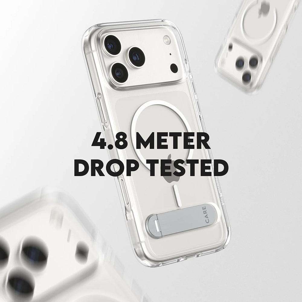 MagSafe Case for Apple iPhone 17 Pro Max, PanzerGlass, Care Feature Kickstand, White Transparent