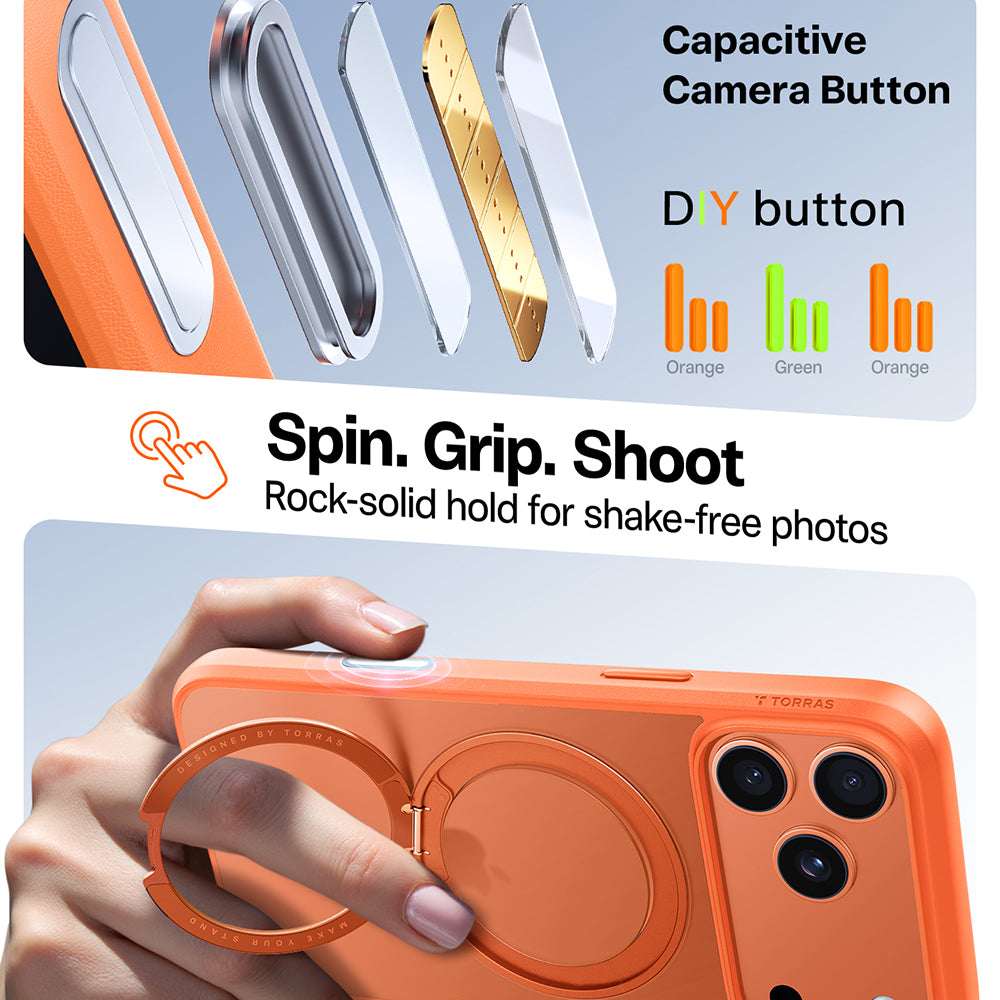 MagSafe Case for Apple iPhone 17 Pro Max, Torras, Ostand Pro, Orange