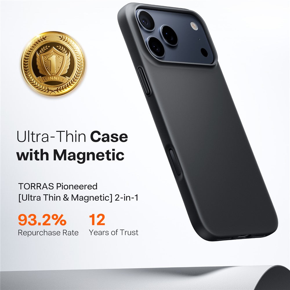 MagSafe Case for Apple iPhone 17 Pro Max, Torras, SlimFit, Black