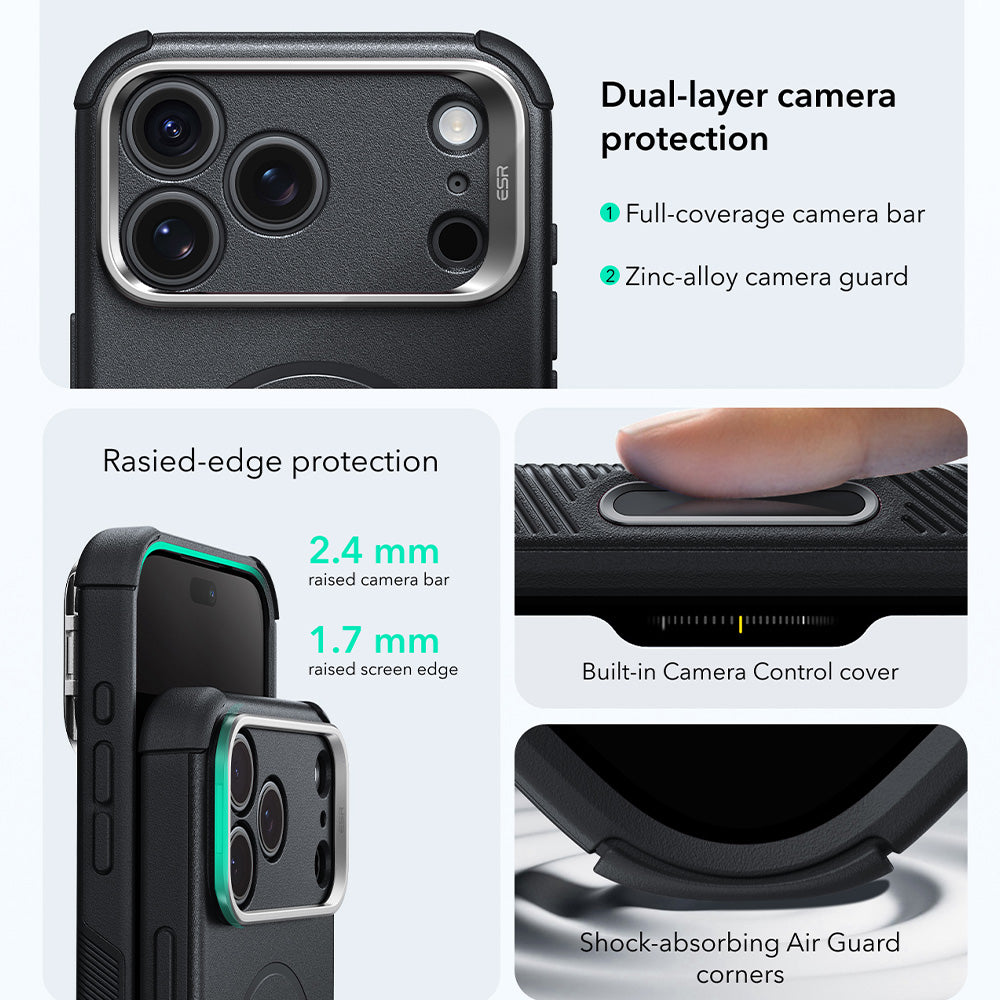 MagSafe Case for Apple iPhone 18 Pro / 17 Pro, ESR, Cyber Armor Kickstand, Black