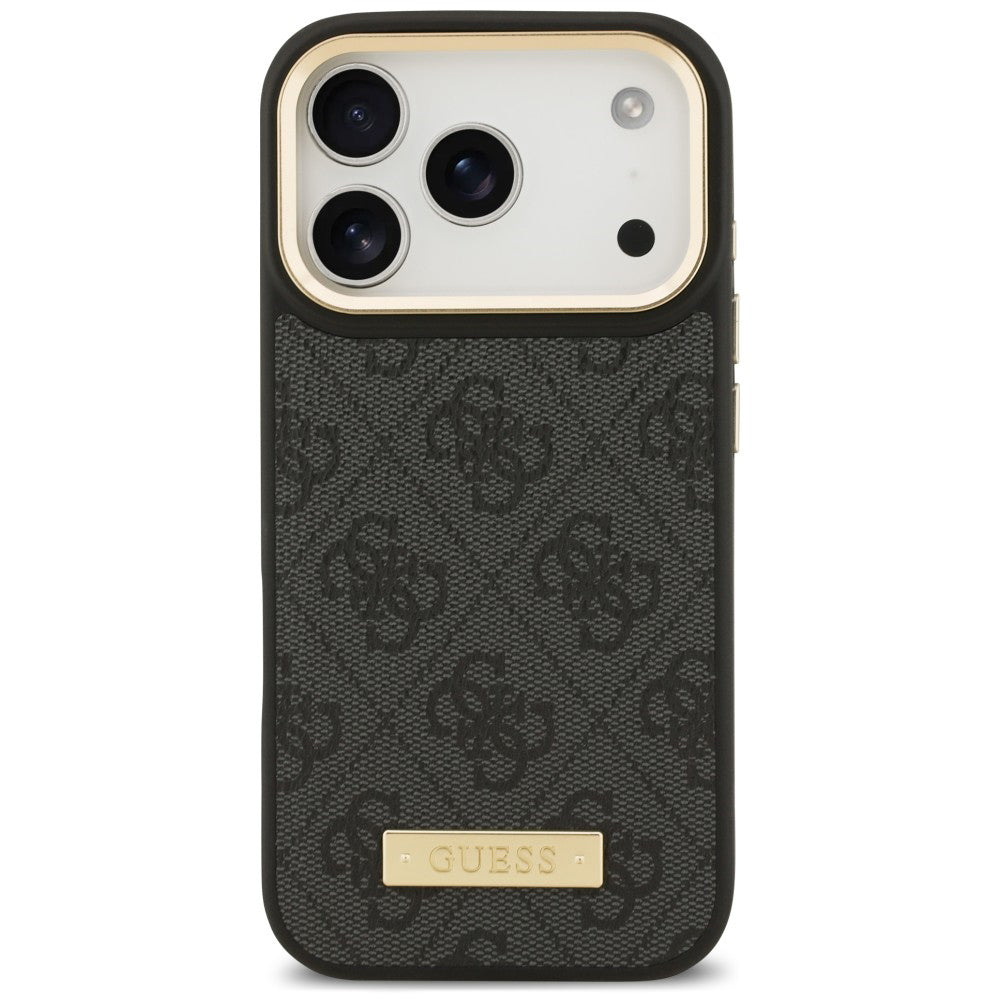 MagSafe Case for Apple iPhone 18 Pro / 17 Pro, Guess, 4G Logo Plate, Black