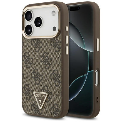 MagSafe Case for Apple iPhone 18 Pro / 17 Pro, Guess, 4G Triangle Logo, Brown