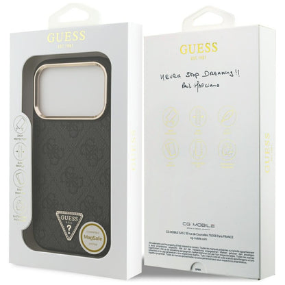 MagSafe Case for Apple iPhone 18 Pro / 17 Pro, Guess, 4G Triangle Logo, Black