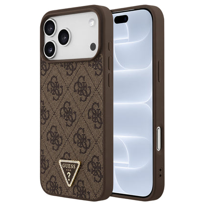 MagSafe Case for Apple iPhone 18 Pro / 17 Pro, Guess, 4G Triangle Strass, Brown