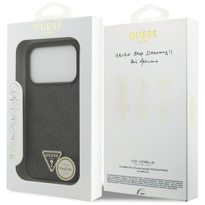 MagSafe Case for Apple iPhone 18 Pro / 17 Pro, Guess, 4G Triangle Strass, Black