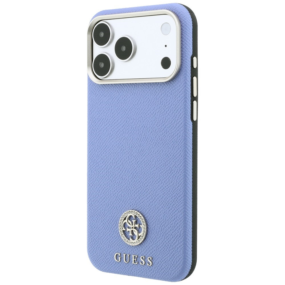 MagSafe Case for Apple iPhone 18 Pro / 17 Pro, Guess, Grained Round Strass Logo, Blue
