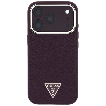 MagSafe Case for Apple iPhone 18 Pro / 17 Pro, Guess, Grained Triangle Logo, Burgundy