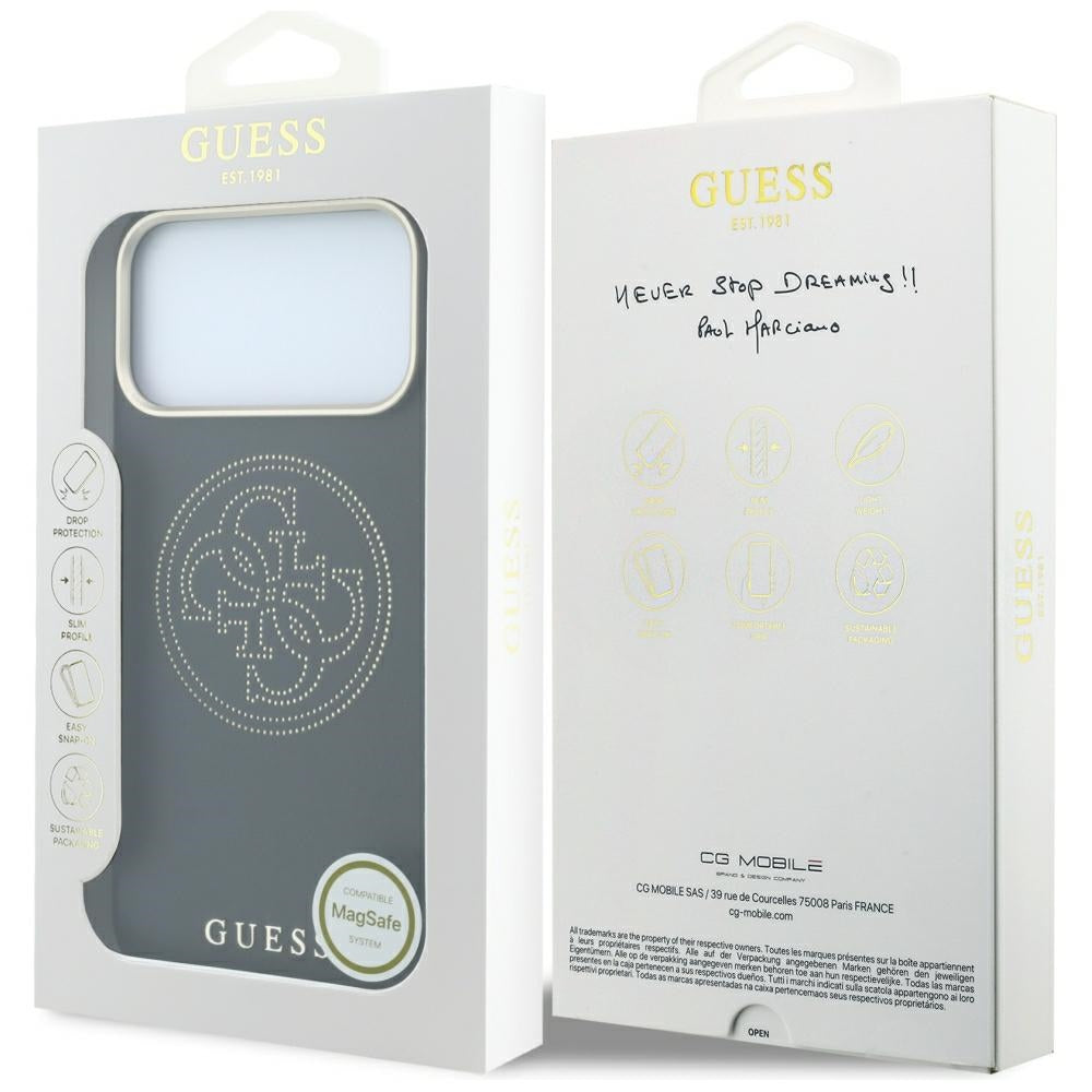 MagSafe Case for Apple iPhone 18 Pro / 17 Pro, Guess, Perforated 4G, Black