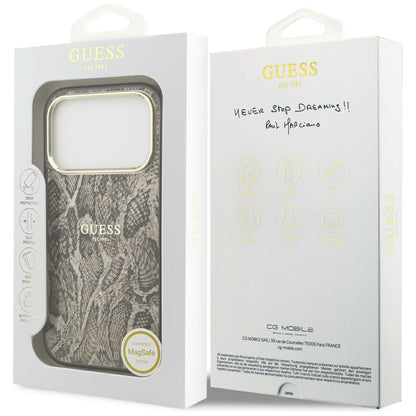 MagSafe Case for Apple iPhone 18 Pro / 17 Pro, Guess, Python Pattern, Brown