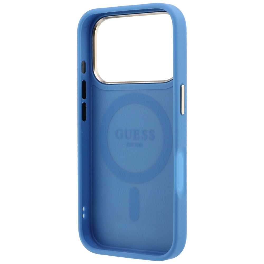 MagSafe Case for Apple iPhone 18 Pro / 17 Pro, Guess, Ring Stand 360 4G Classic Logo, Blue