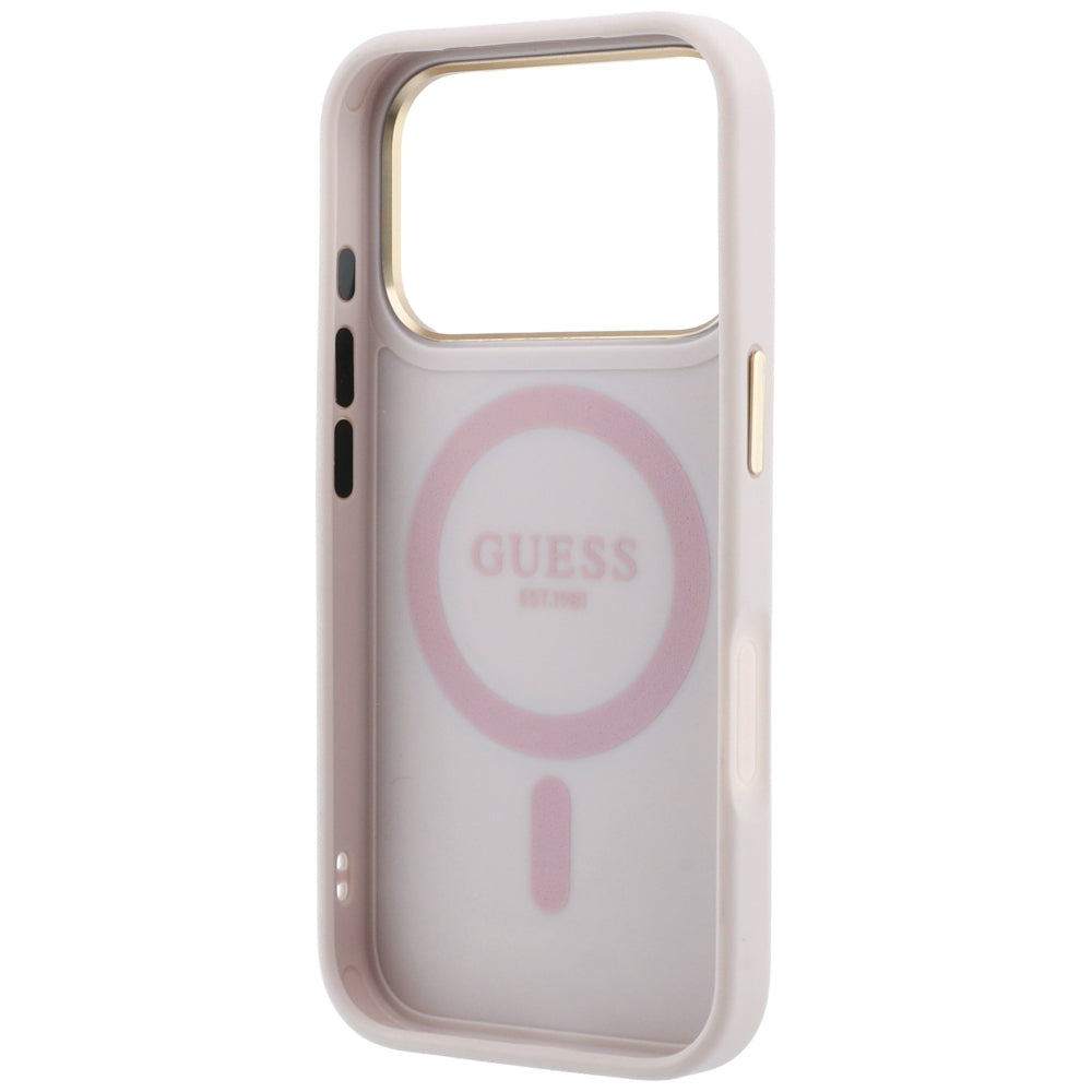 MagSafe Case for Apple iPhone 18 Pro / 17 Pro, Guess, Ring Stand 360 4G Classic Logo, Pink