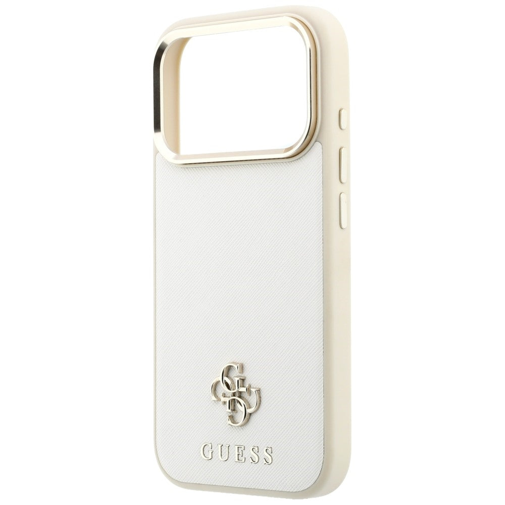 MagSafe Case for Apple iPhone 18 Pro / 17 Pro, Guess, Saffiano Small 4G Classic, Beige