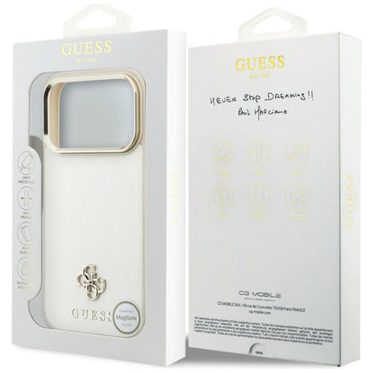 MagSafe Case for Apple iPhone 18 Pro / 17 Pro, Guess, Saffiano Small 4G Classic, Beige