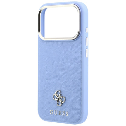 MagSafe Case for Apple iPhone 18 Pro / 17 Pro, Guess, Saffiano Small 4G Classic, Blue