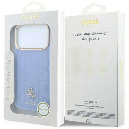 MagSafe Case for Apple iPhone 18 Pro / 17 Pro, Guess, Stripe Peony 4G, Blue