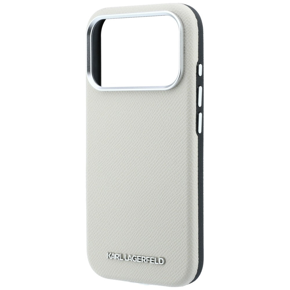 MagSafe Case for Apple iPhone 18 Pro / 17 Pro, Karl Lagerfeld, Grained Elongated Logo, Beige