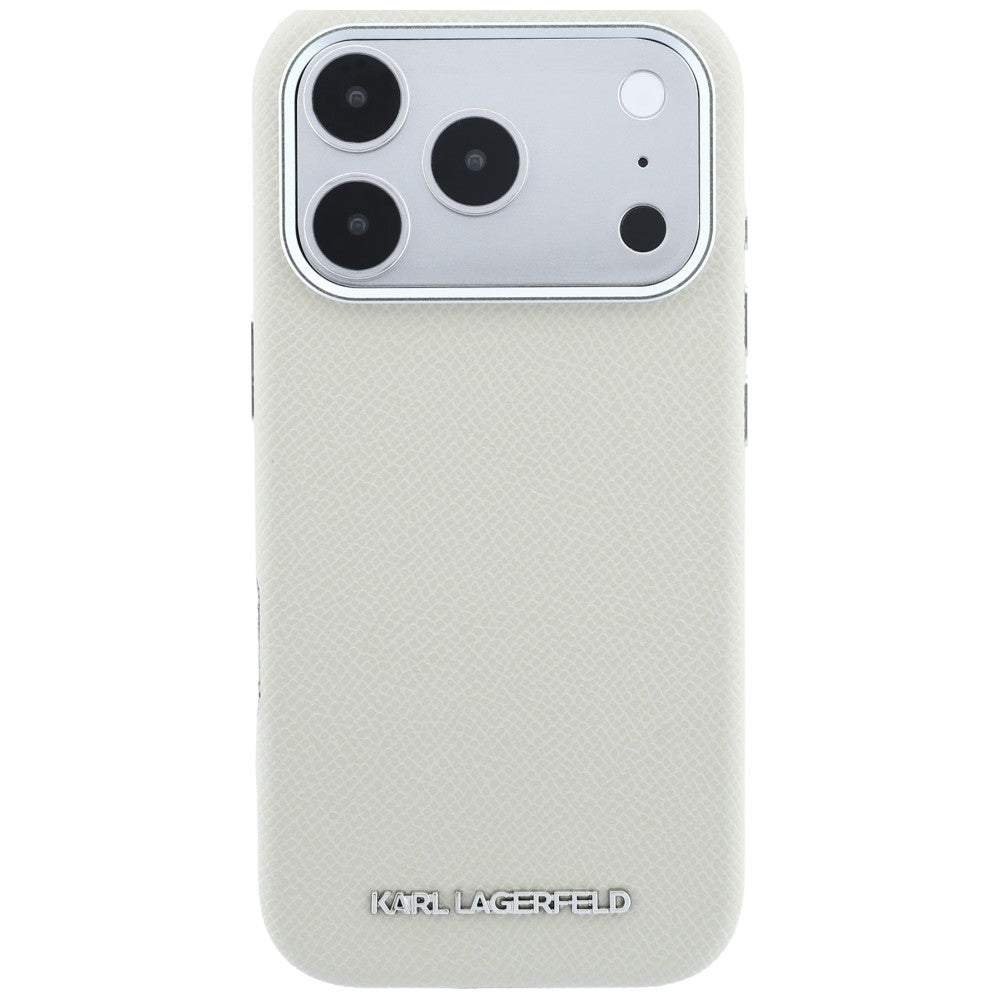 MagSafe Case for Apple iPhone 18 Pro / 17 Pro, Karl Lagerfeld, Grained Elongated Logo, Beige