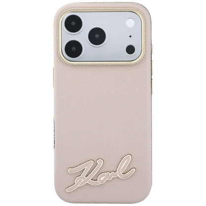 MagSafe Case for Apple iPhone 18 Pro / 17 Pro, Karl Lagerfeld, Grained Resin Sign Logo, Pink