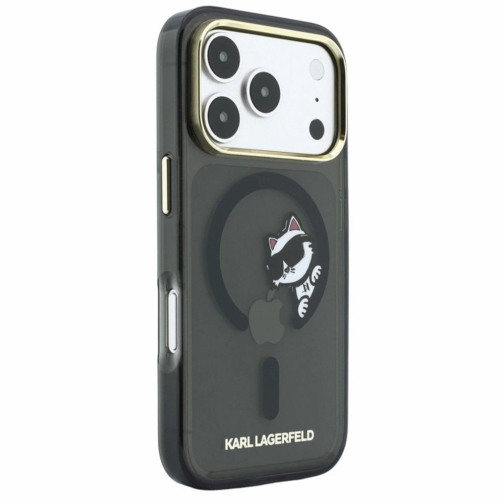 MagSafe Case for Apple iPhone 18 Pro / 17 Pro, Karl Lagerfeld, IML Peekaboo Print and Metal Frame, Black